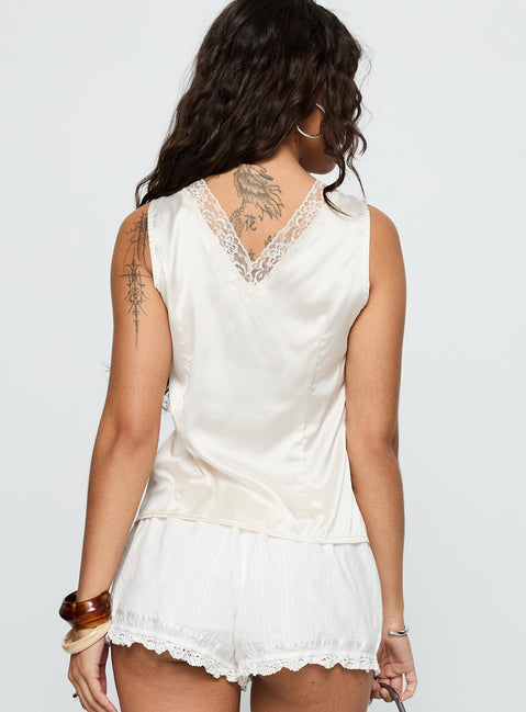 Night Spell Satin Top Champagne