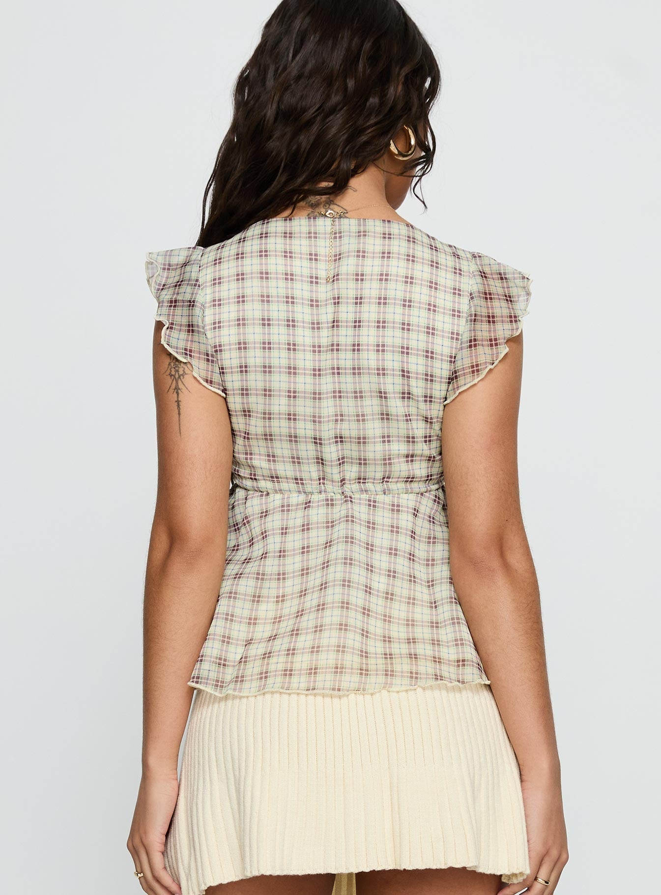 Auroraah Frill Top Yellow Check