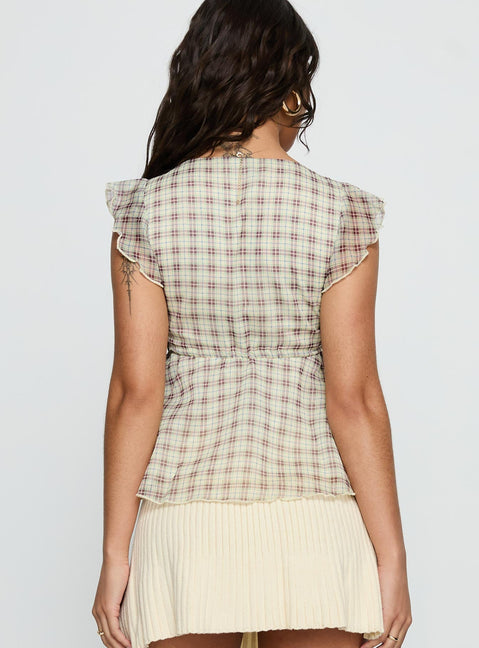 Auroraah Frill Top Yellow Check
