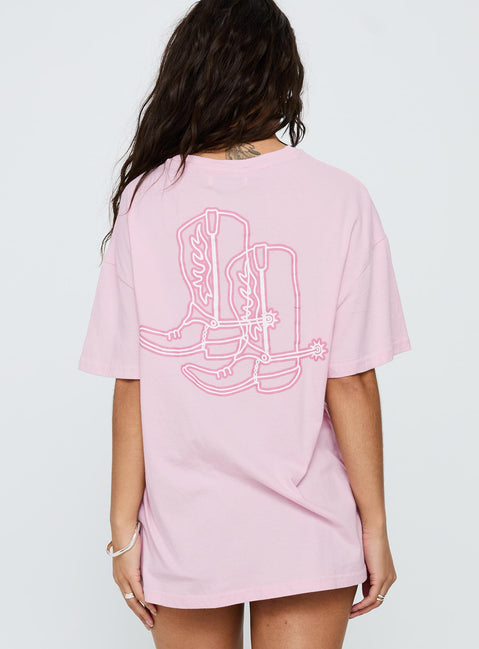 Howdy Partner Oversized Graphic Tee Pink