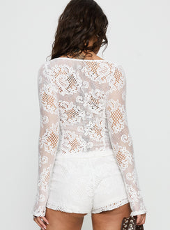 Karmoni Lace Long Sleeve Top White