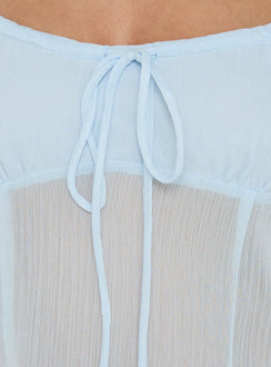 Fabriana Babydoll Sheer Top Blue