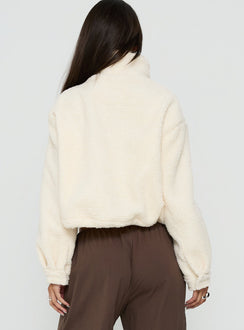 Clora Funnel Neck Sherpa Jacket Cream