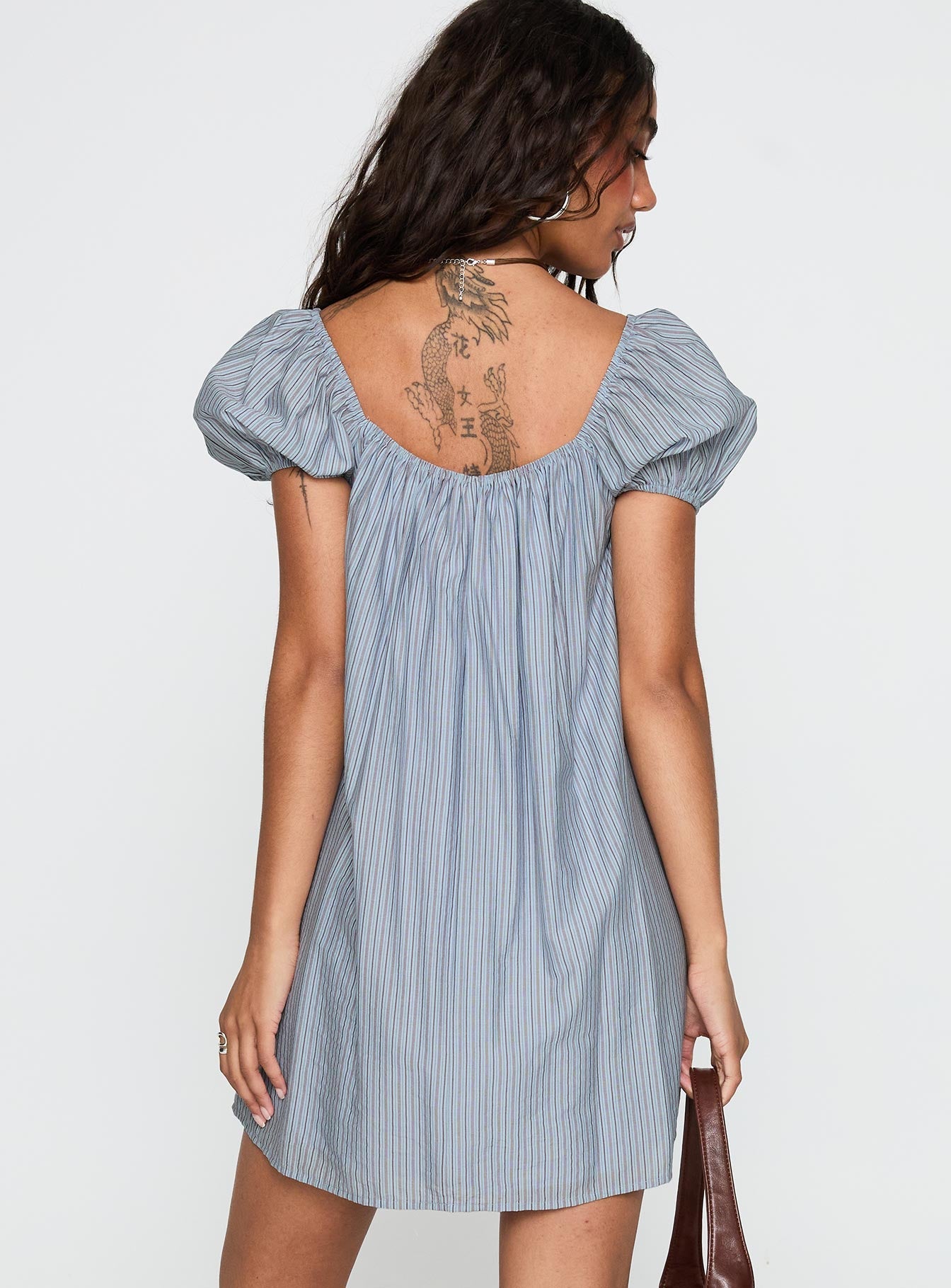 Wayfaire Smock Mini Dress Blue Stripe