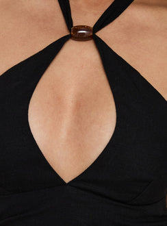 Mirello Halter Wrap Mini Dress Black