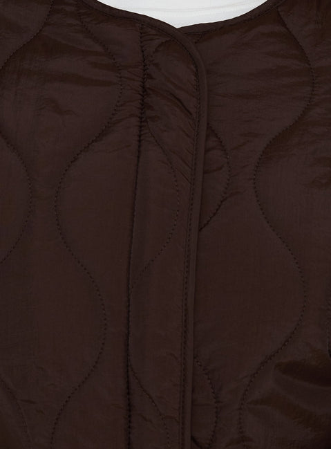 Homebody Quilted Puffer Jacket Brown