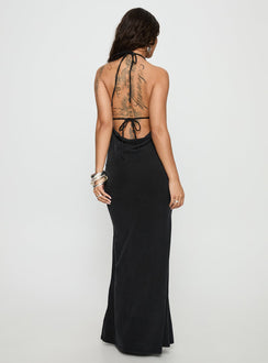 Rheanna Draped Backless Maxi Dress Black