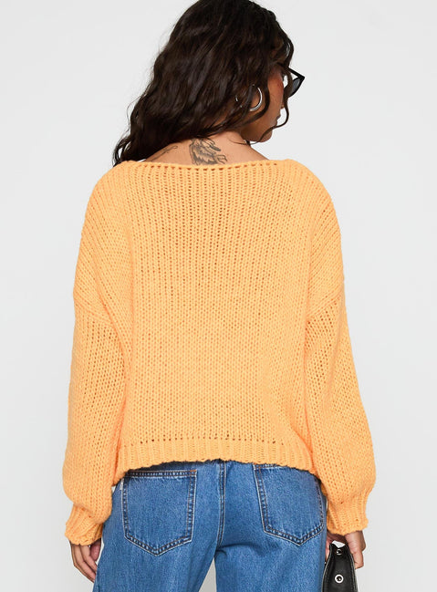 In The Evening Knit Sweater Orange