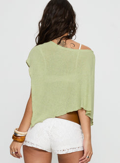 Remoni Off Shoulder Knit Poncho Pistachio