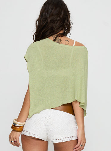 Remoni Off Shoulder Knit Poncho Pistachio