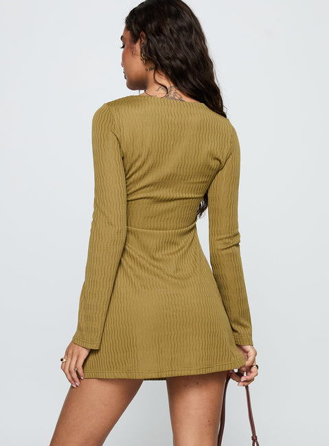 Calibre Long Sleeve Mini Dress Olive