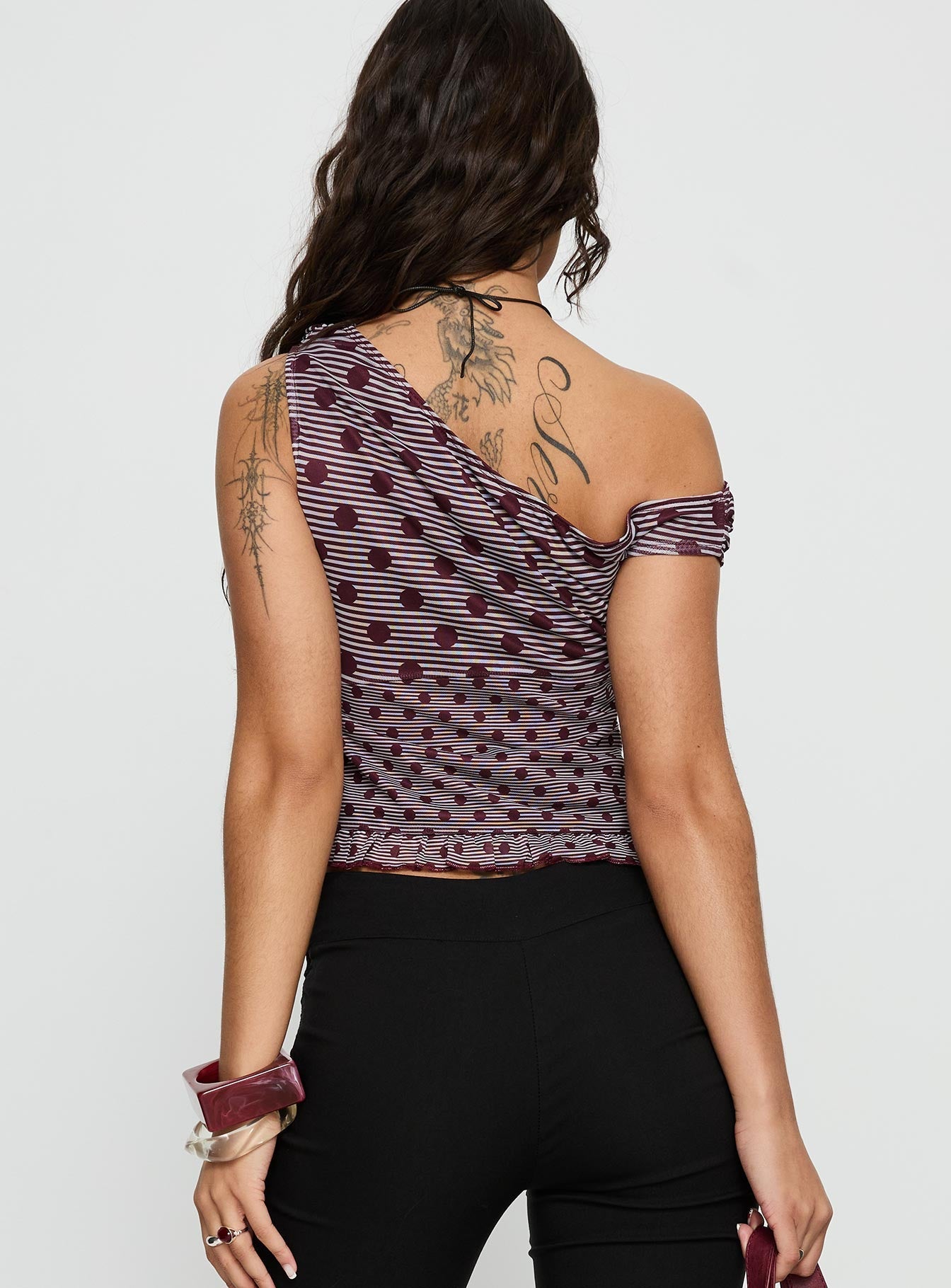 Tarya Top Stripe Polka Plum