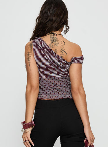Tarya Top Stripe Polka Plum