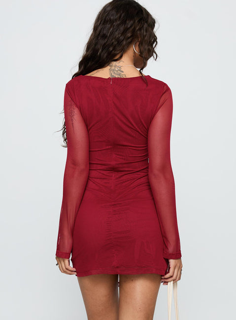 Martinez Long Sleeve Mini Dress Currant