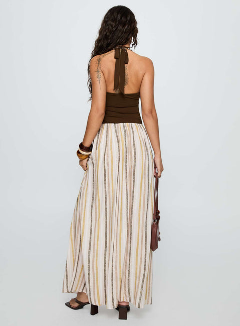 back view of model wearing Princess Polly Aisla Maxi Skirt Multi Maxi 