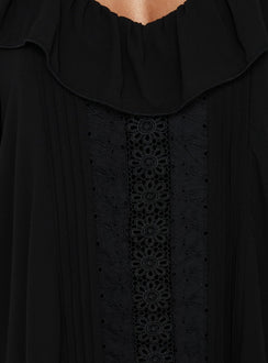 Somnielle Frill Lace Detail Mini Dress Black
