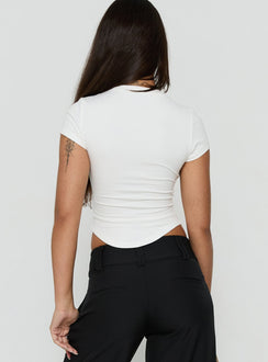 Valentinna Short Sleeve Curved Hem Top White