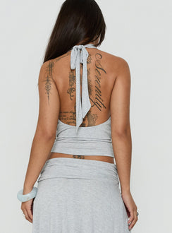 Adreana Halter Jersey Top Grey Marle