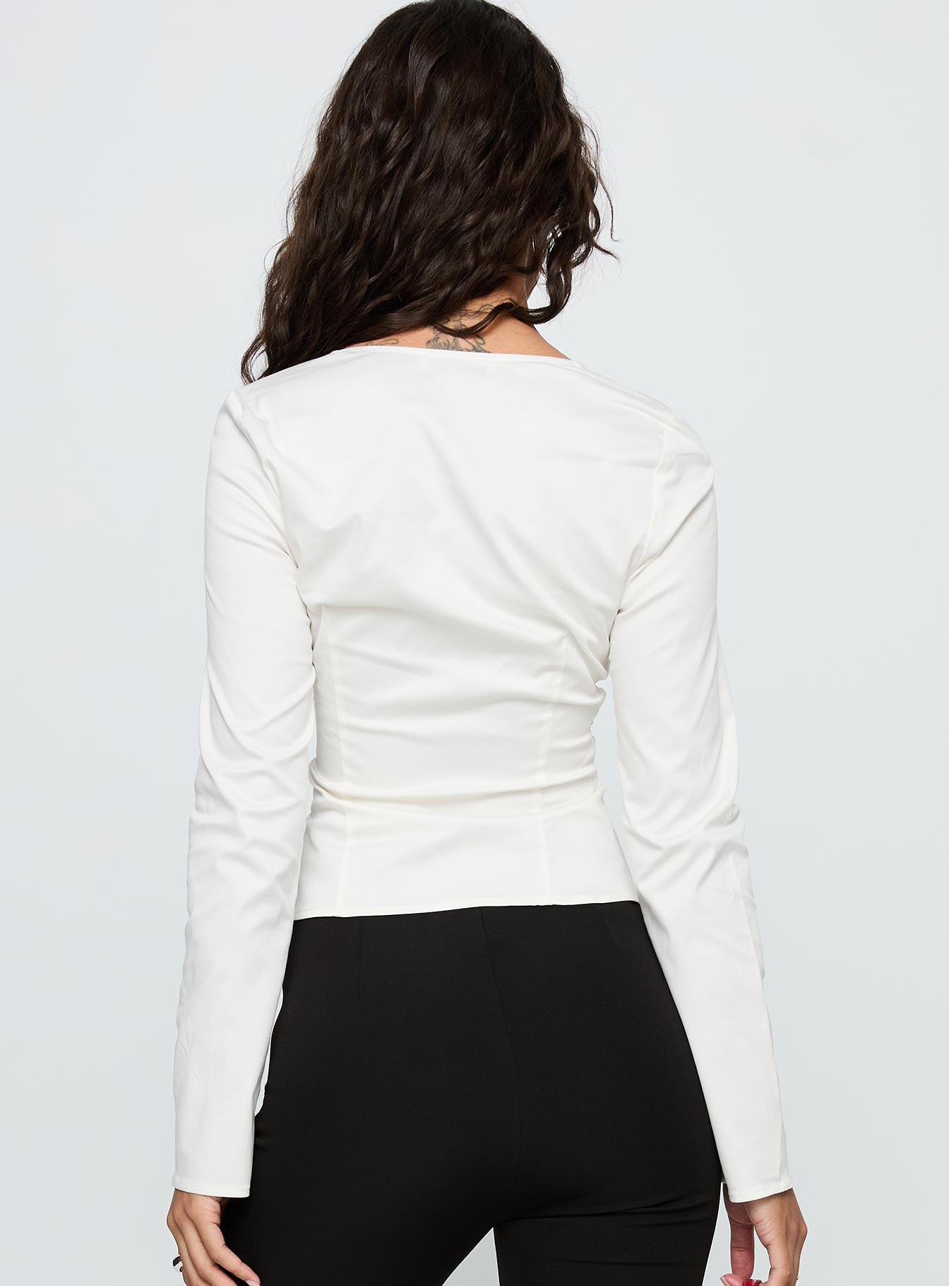 Indulgence Long Sleeve Corset Top White