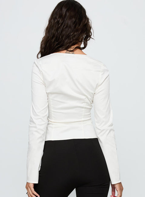 Indulgence Long Sleeve Corset Top White