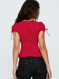 Incomparable Pleated Bust Top Red