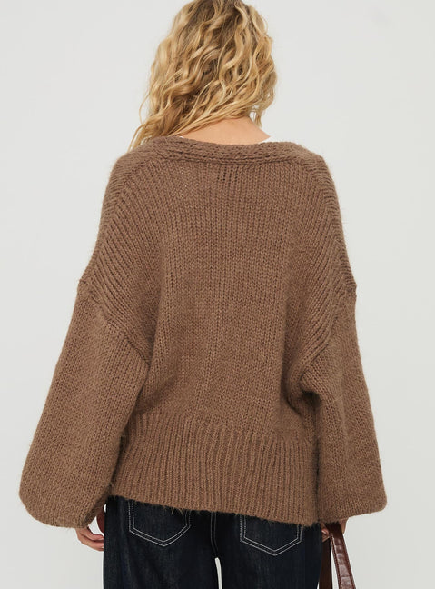 Yasmyn Knit Cardigan Brown