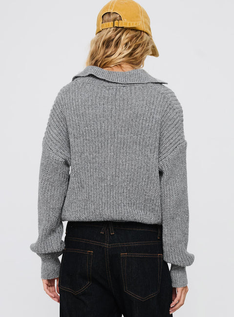 Darcel Button Up Knit Cardigan Grey