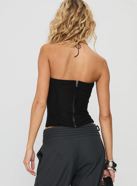 Oscuro Longline Mesh Corset Top Black
