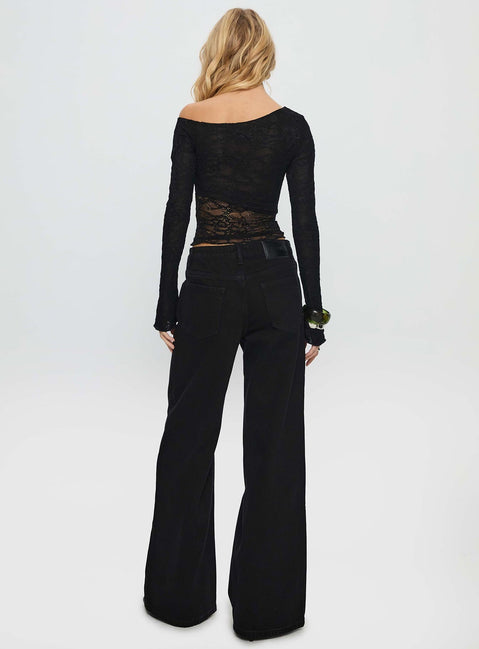 Mellowed Out Low Rise Straight Leg Jeans Washed Black