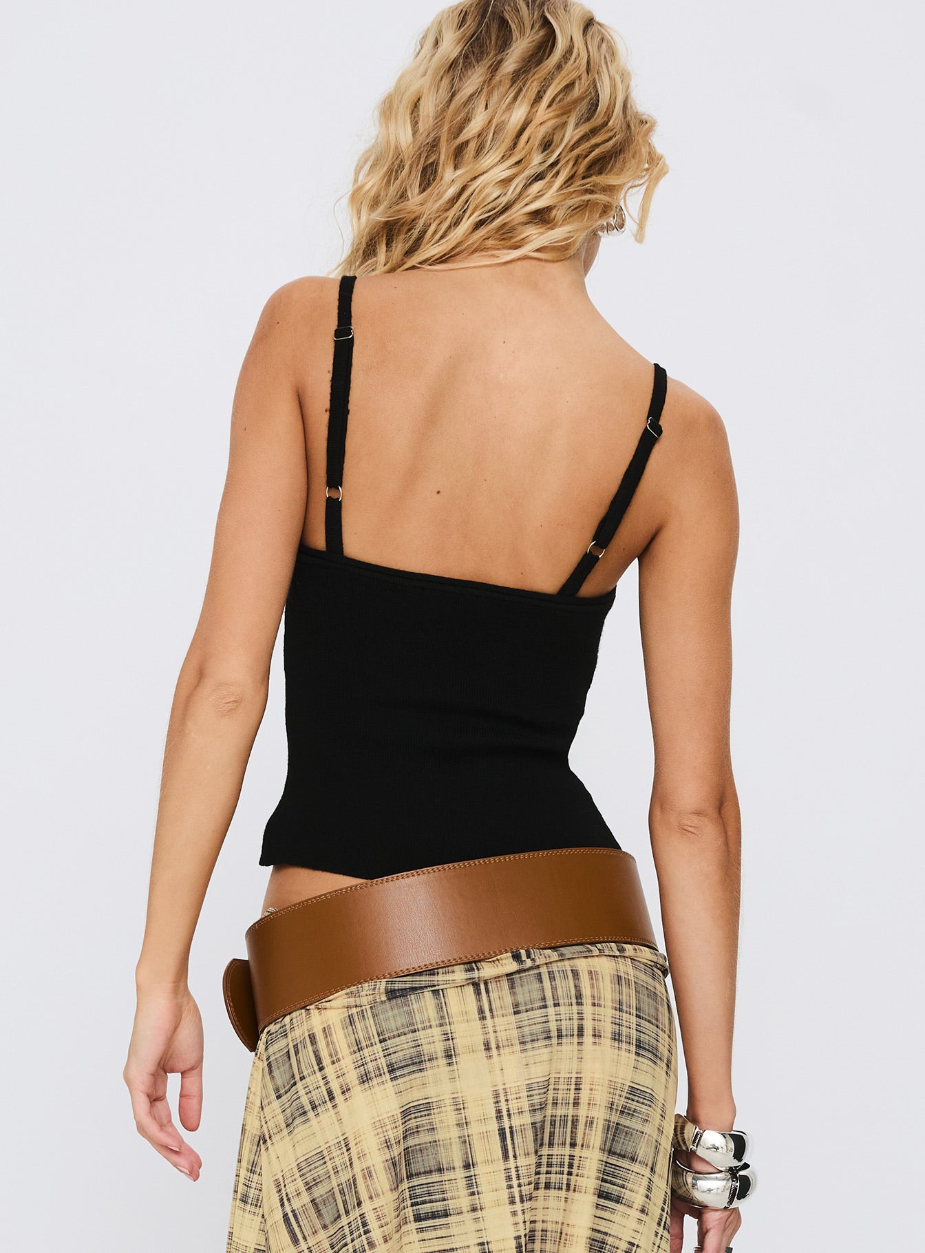 Juni Knit Cami Top Black