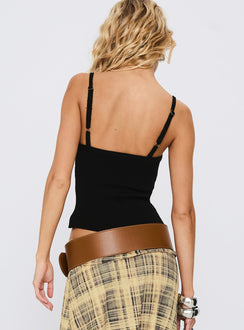 Juni Knit Cami Top Black