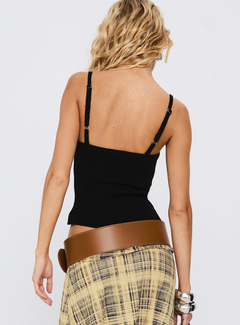 Juni Knit Cami Top Black