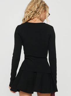 Juni Long Sleeve Knit Top Black