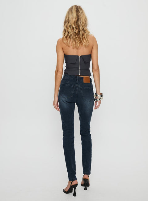 Illyssa Mid Rise Skinny Jeans Washed Charcoal Mid Rise Jeans Jeans 
