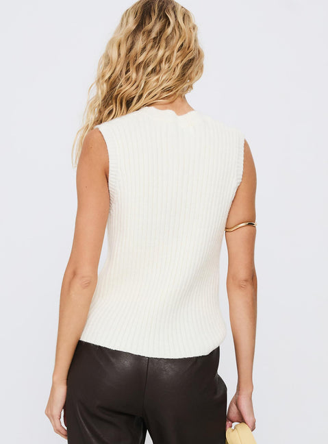 Jessabell Rib Sleeveless Top White