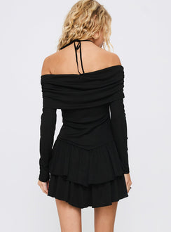 Wispy Off Shoulder Playsuit Black