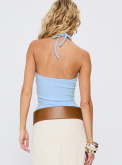 Baseline Halter Rib Top Light Blue