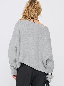 Ramy Wide Neck Knit Sweater Grey