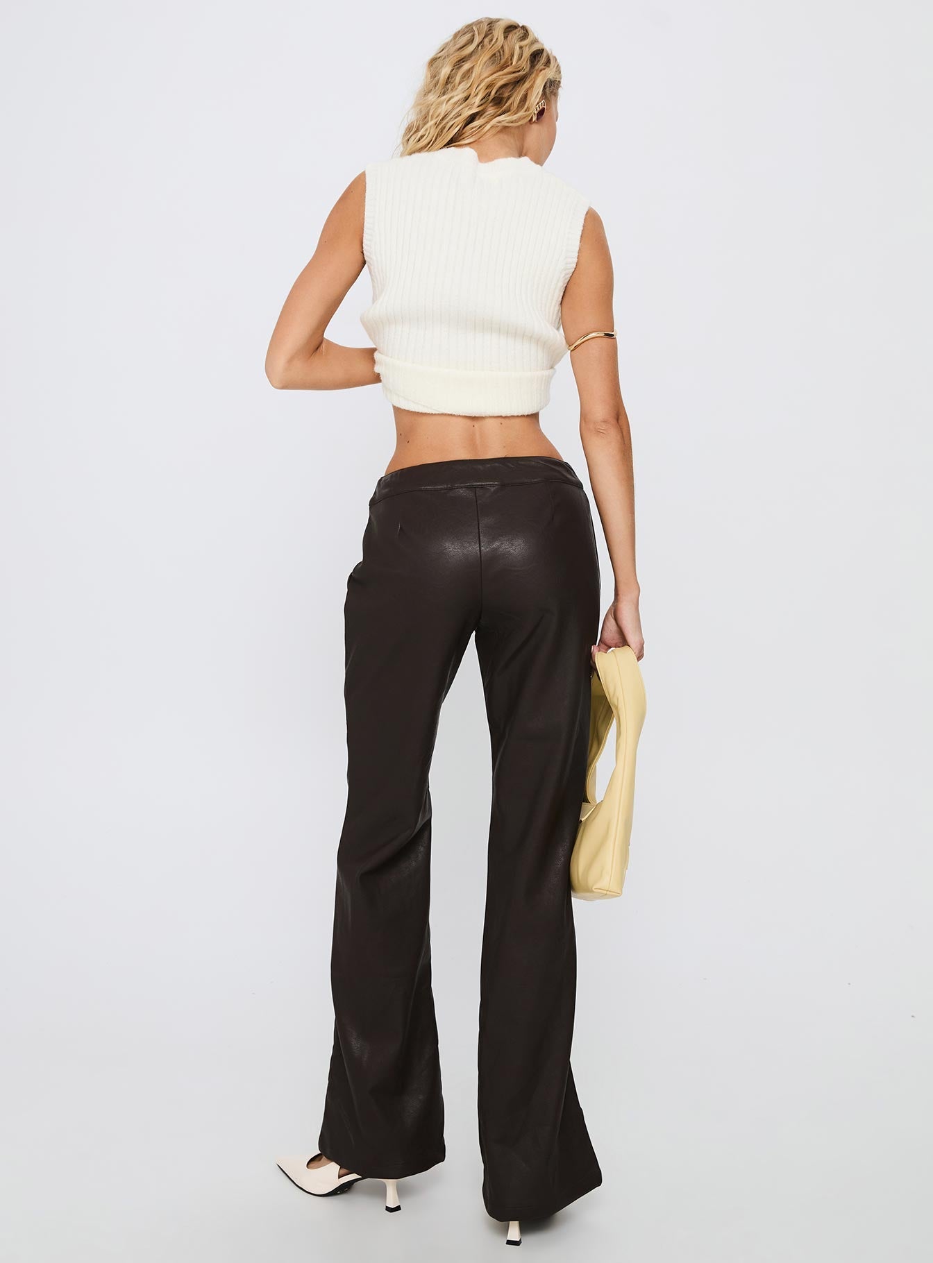 Prosperous Faux Leather Tailored Pants Brown