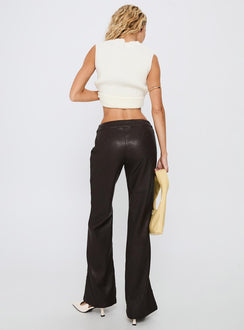 Prosperous Faux Leather Tailored Pants Brown