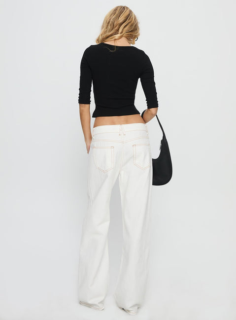 Top Model Low Rise Straight Leg Jeans Porcelain