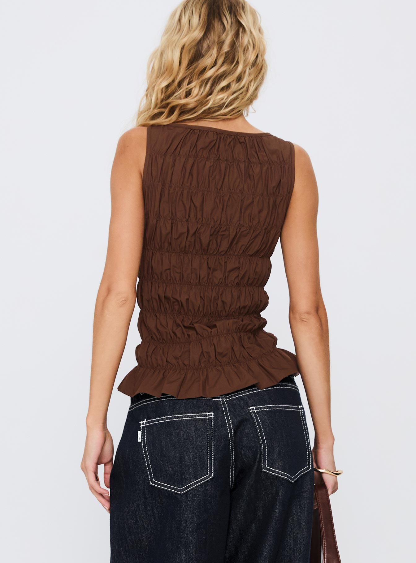 Marleene Shirred Top Chocolate