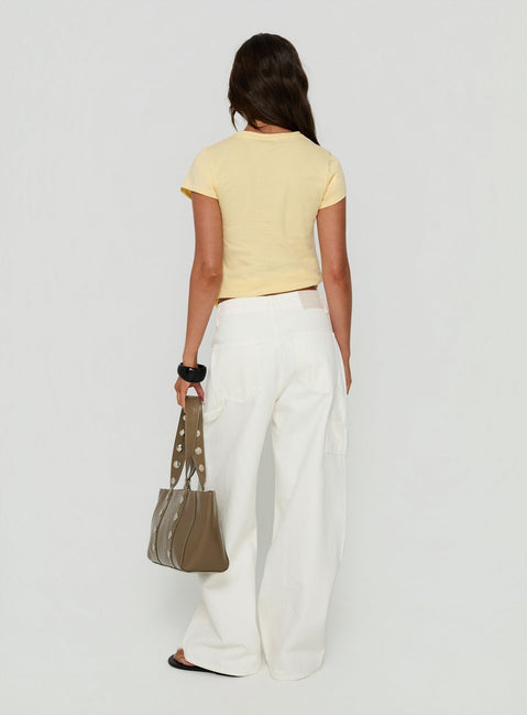 Mistree Mid Rise Baggy Cargo Jeans White