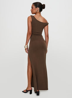 Rios One Shoulder Maxi Dress Brown