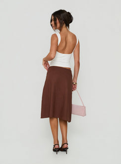 Such Delight Linen Midi Skirt Chocolate