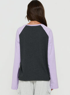 Settle Down Long Sleeve Raglan Top Lilac / Dark Grey
