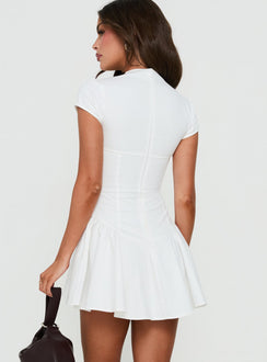 Adoline Keyhole Flare Mini Dress White