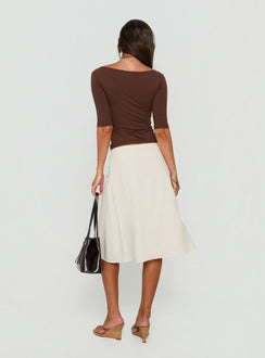 Such Delight Linen Midi Skirt Oatmeal