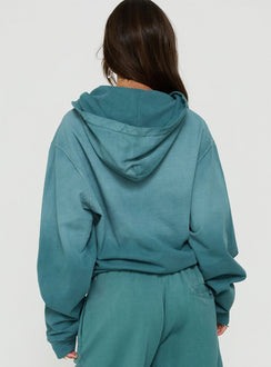 AT Zip Through Oversized Hoodie Washed Teal