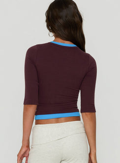 Briellah Layered 3/4 Sleeve Top Plum / Blue